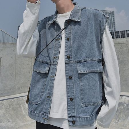 Men's Sleeveless Denim Vest Jacket