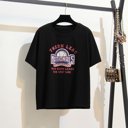 Women's Summer Dress Super Large Size Cover Meat Top Summer Round Neck Printing Short Sleeve T-Shirt Women